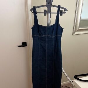 wild fable Dark Blue Denim Midi Dress